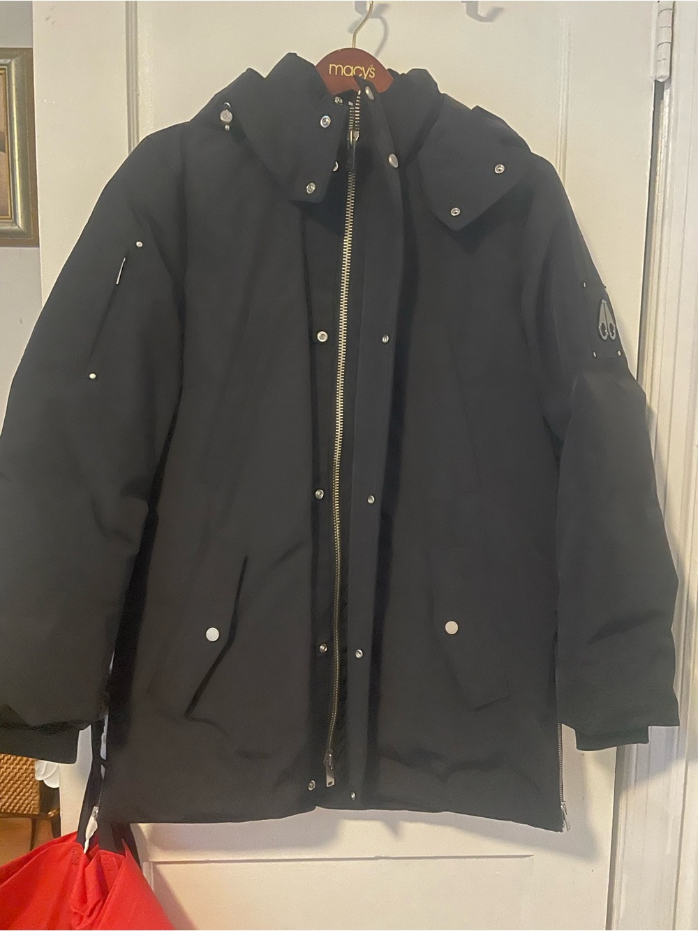 Moose Knuckles Men's Black Hooded Puffer Parka